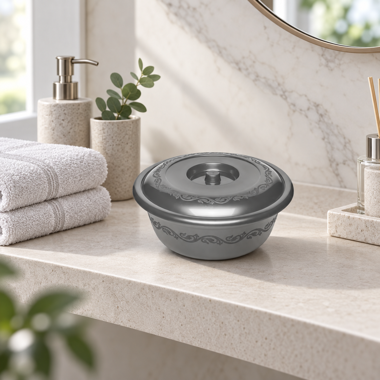 BASIN WITH LID 1 in an elegant bathroom setting