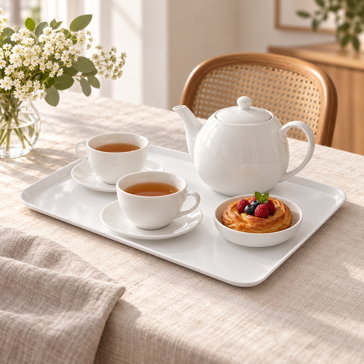 BURDEM B116-2 serving tray prepared for tea