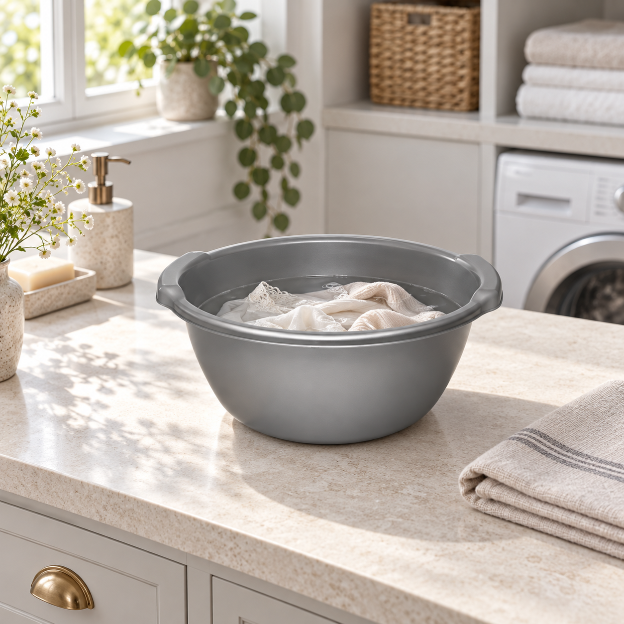 BASIN 1 in a refined laundry setting