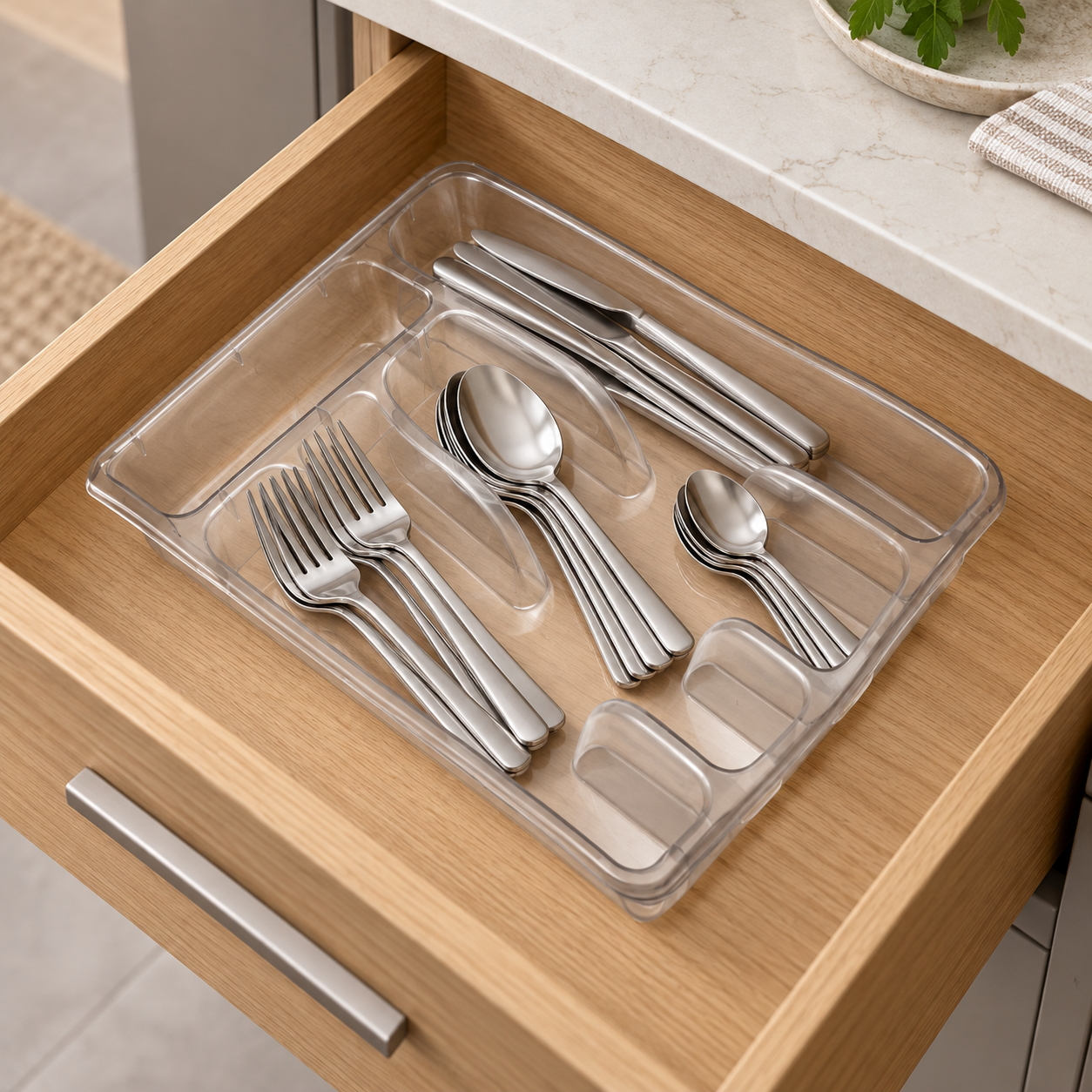 BURDEM B136-1 cutlery tray organizing tableware in a kitchen drawer