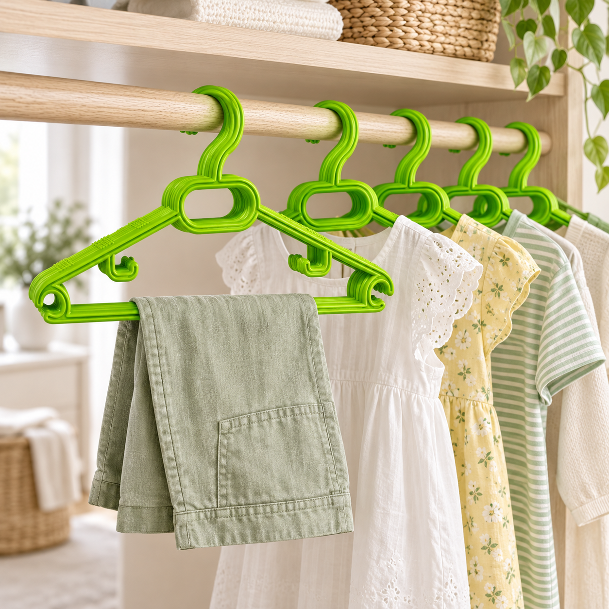 B159 Hanger Lux organizing garments in a bright wardrobe