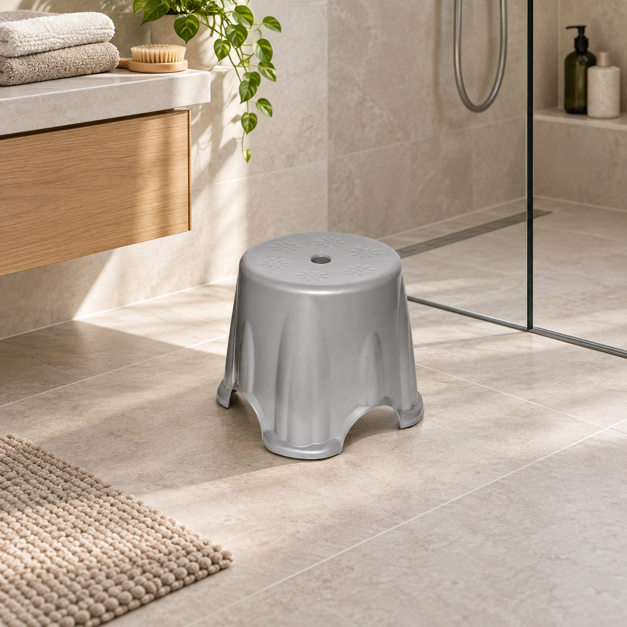 BURDEM B160 bath stool in a contemporary bathroom