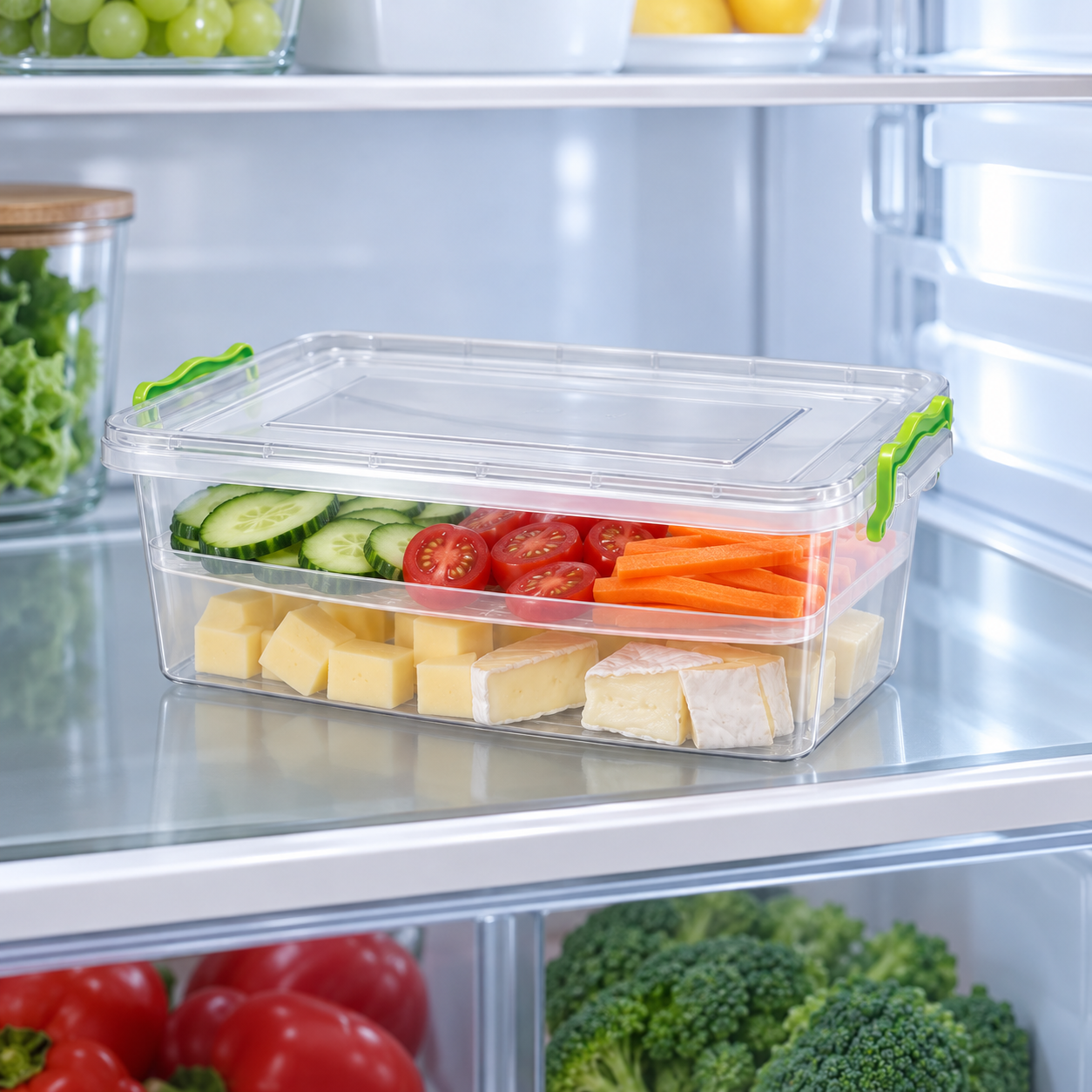 BURDEM B179-3 fridge storage box organizing cheese and vegetables