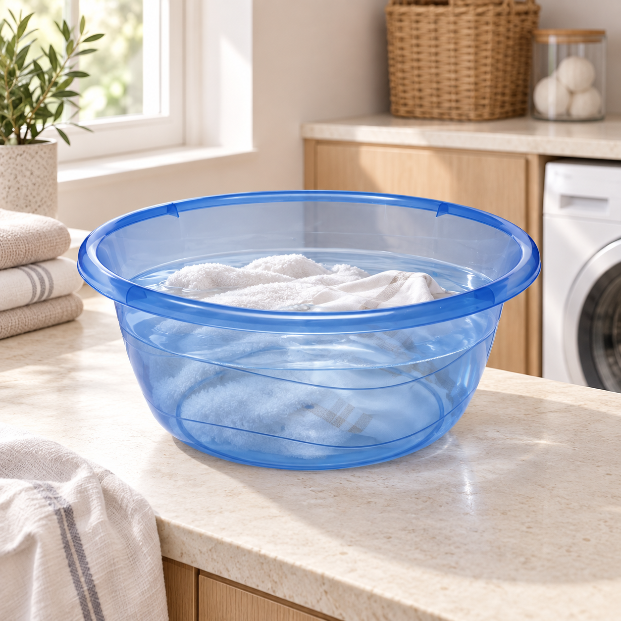 B184-4 Basin Lux 4 translucent blue basin used for household linen soaking