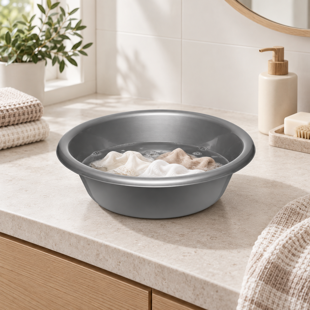 B188-1 Basin Circle 1 grey basin used for delicate garment care