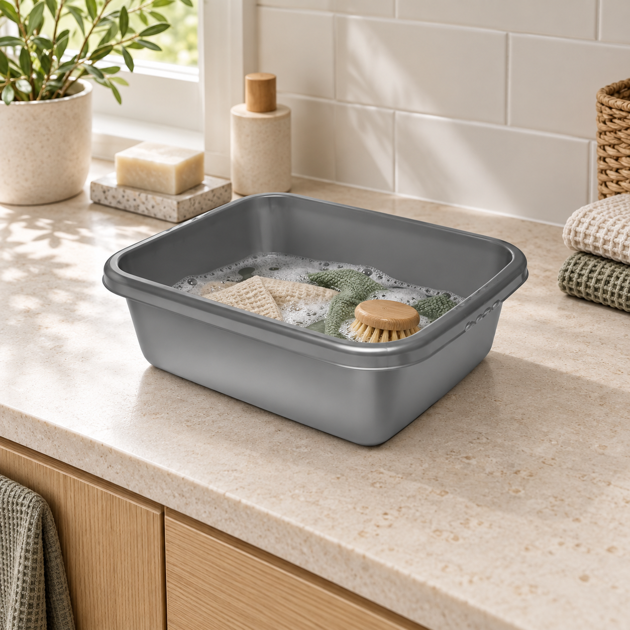 B191-1 Basin Rectangle 1 grey utility basin used for household cleaning care