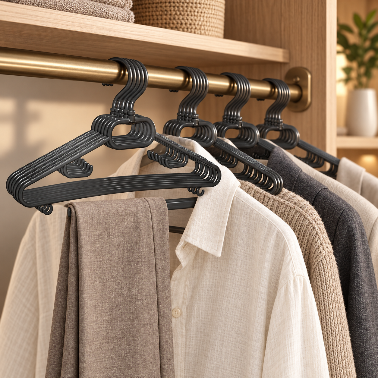 B193-1 Hanger Rotation organizing garments in a refined wardrobe