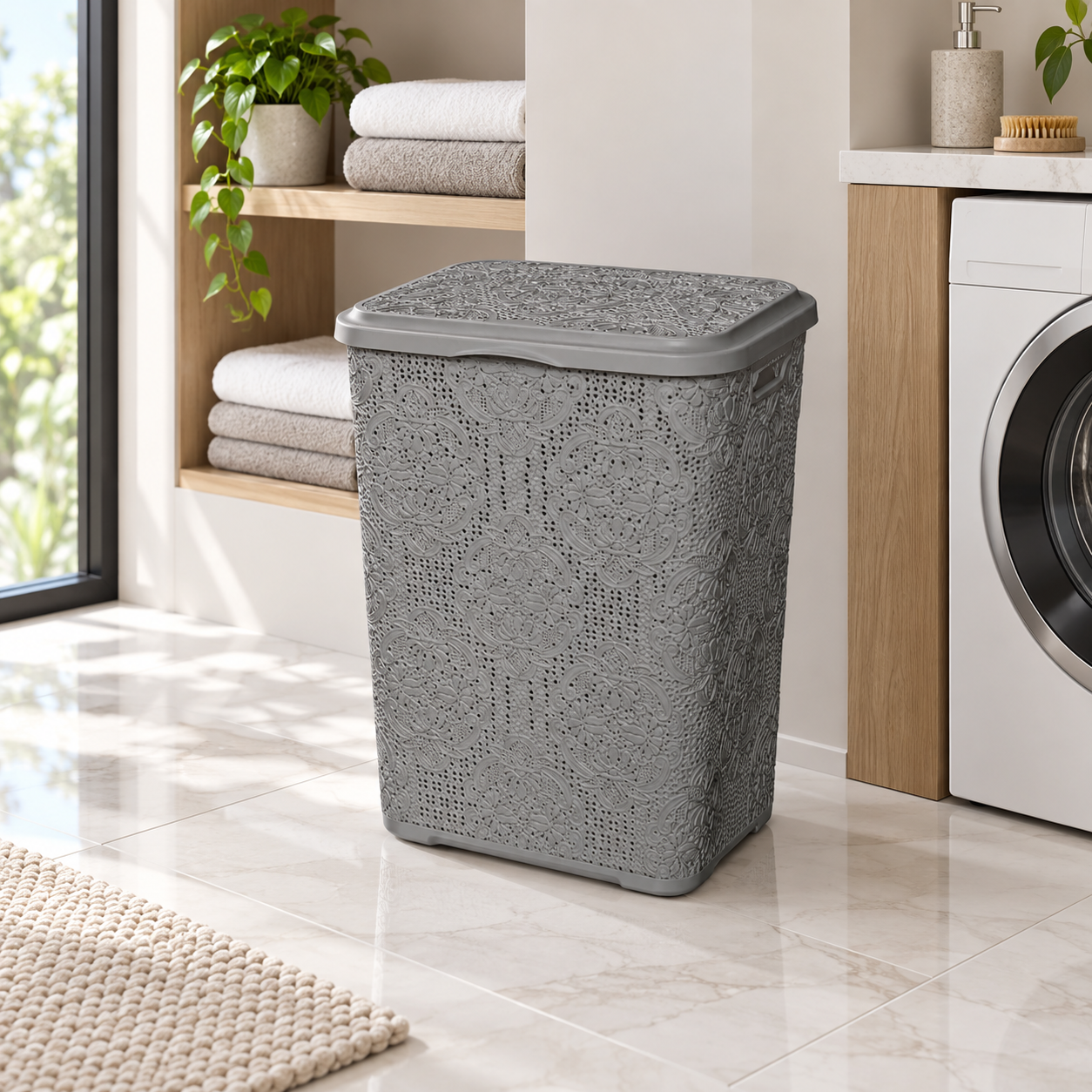 BURDEM B207 lace laundry bin in a modern laundry room