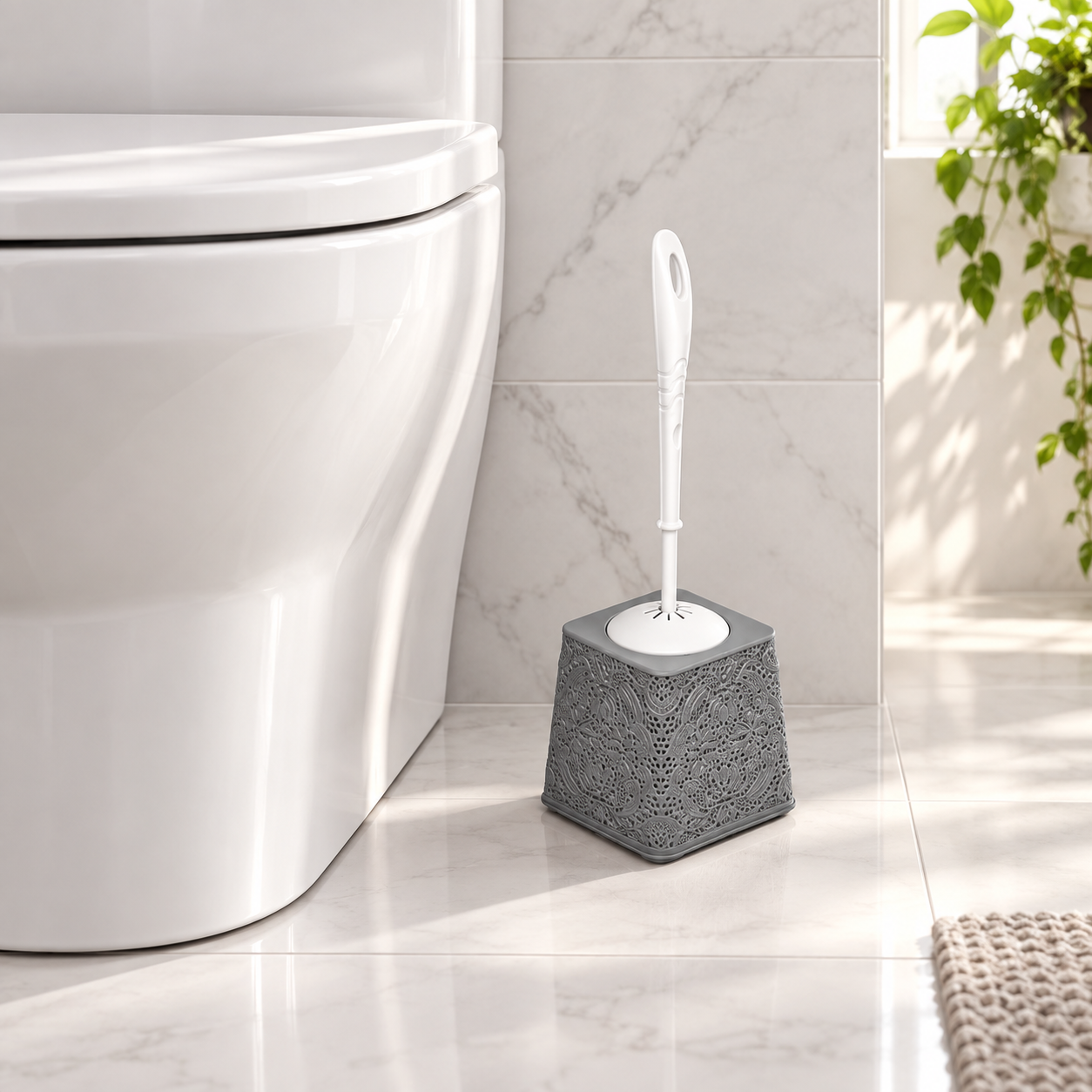 BURDEM B215 lace WC brush beside a contemporary toilet