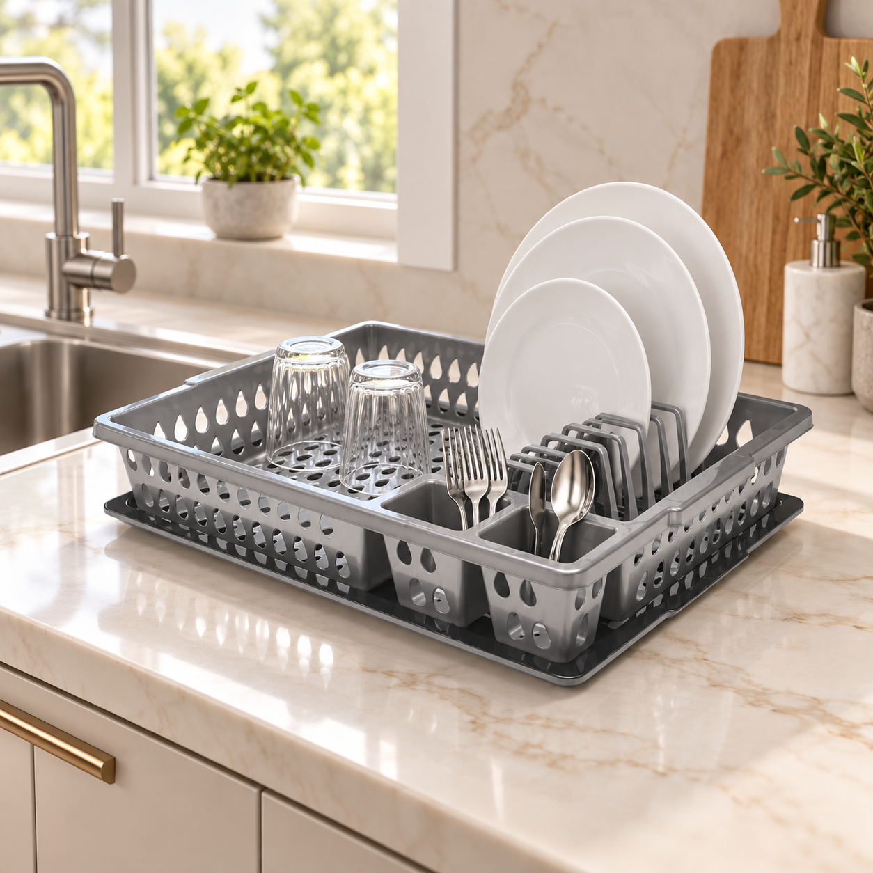 BURDEM B221 dish drainer beside a modern sink
