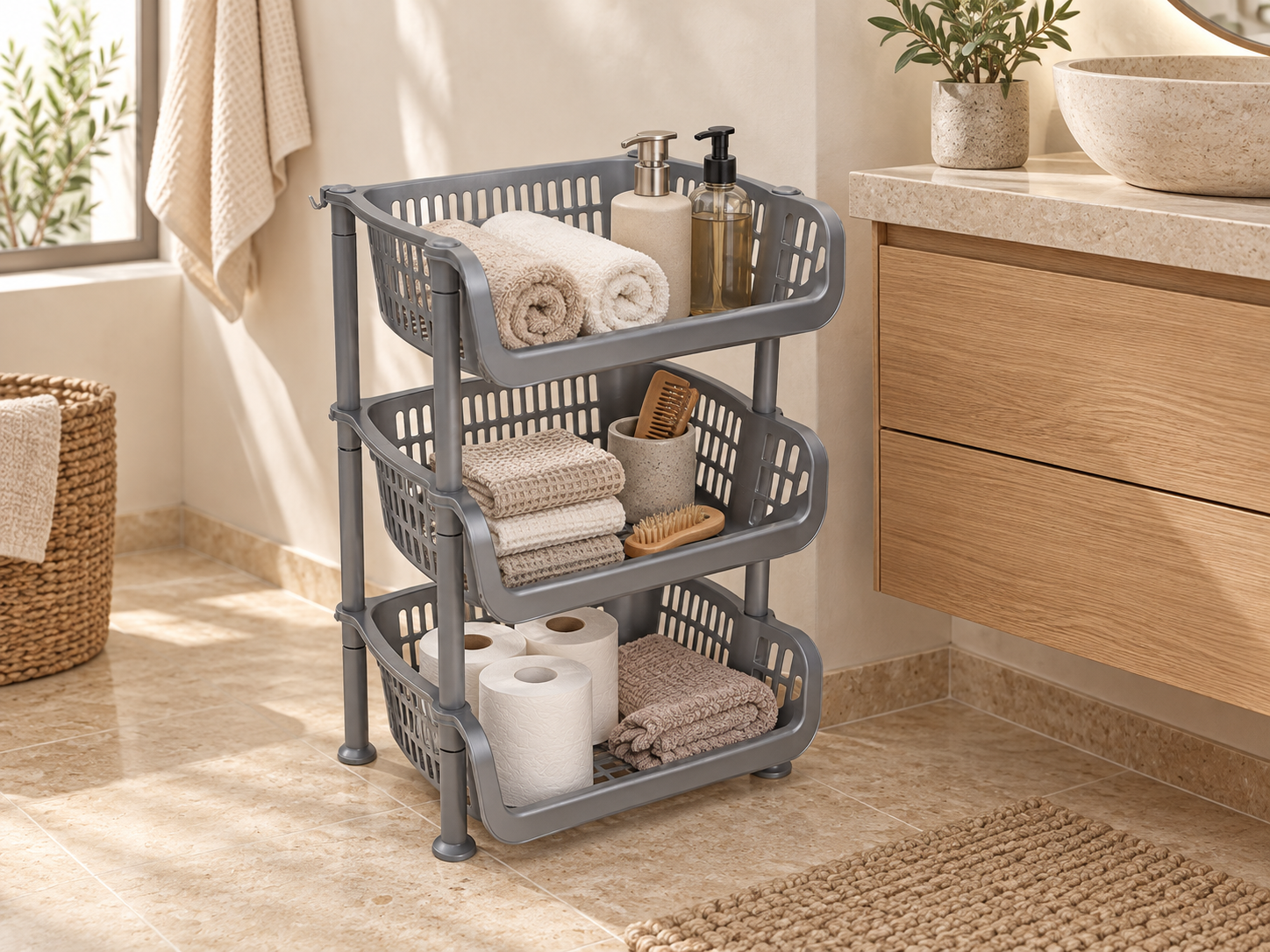 BURDEM 3 Tier Lux Trolley organising towels and bathroom essentials