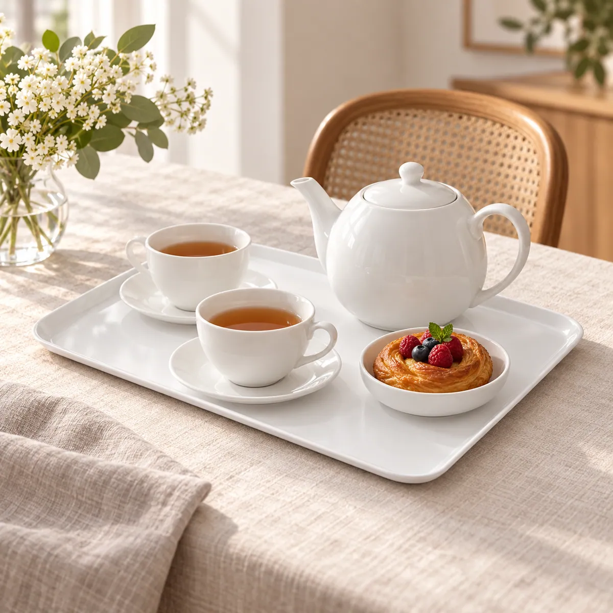 BURDEM B116-2 serving tray prepared for tea