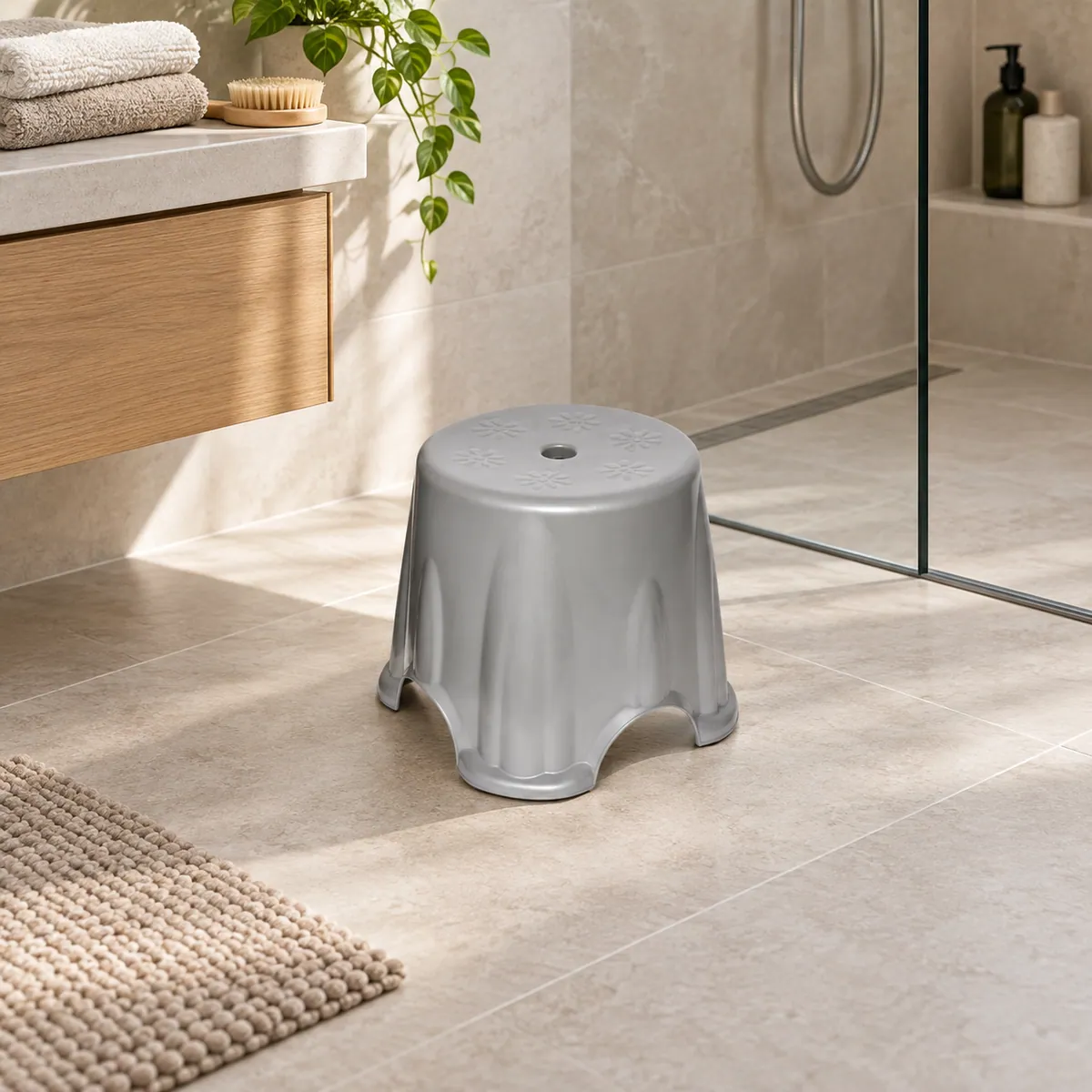 BURDEM B160 bath stool in a contemporary bathroom