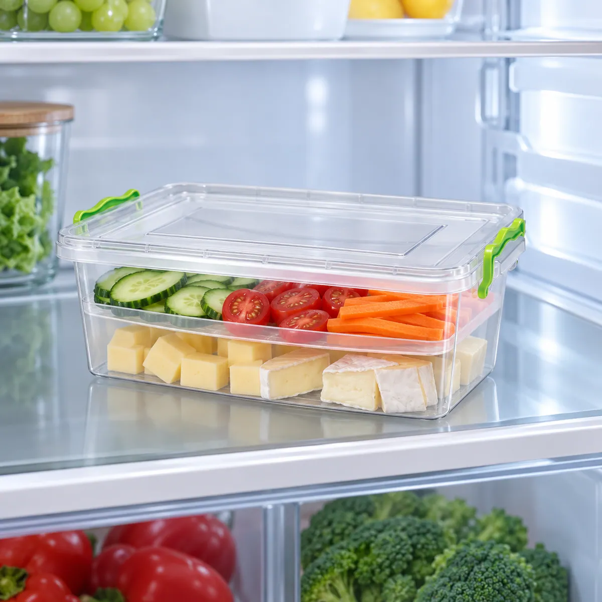 BURDEM B179-3 fridge storage box organizing cheese and vegetables