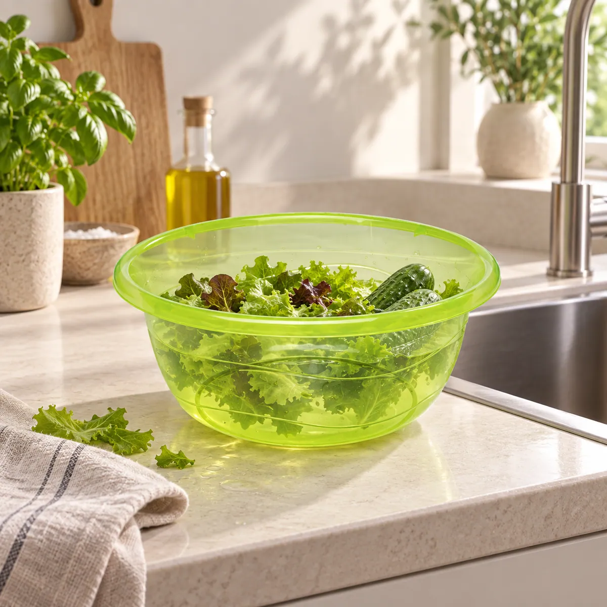B184-3 Basin Lux 3 translucent lime basin used for rinsing fresh produce