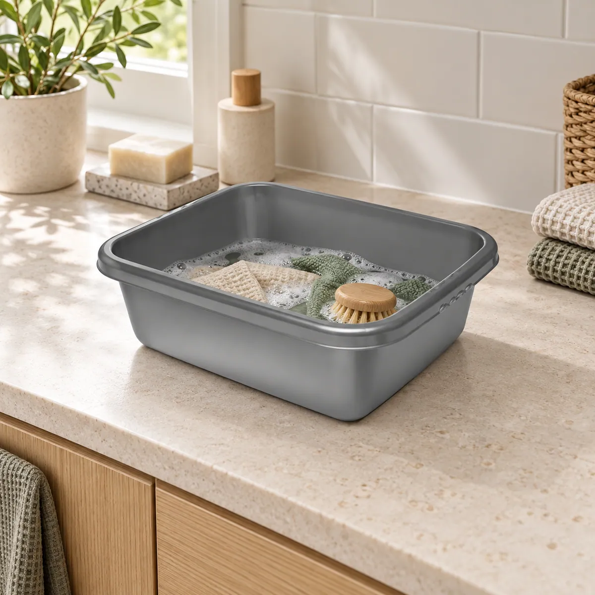 B191-1 Basin Rectangle 1 grey utility basin used for household cleaning care