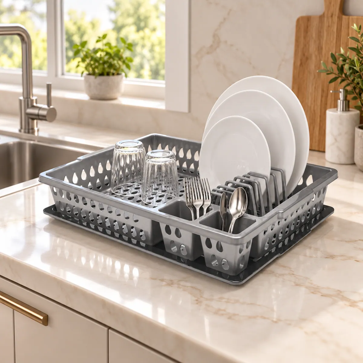 BURDEM B221 dish drainer beside a modern sink